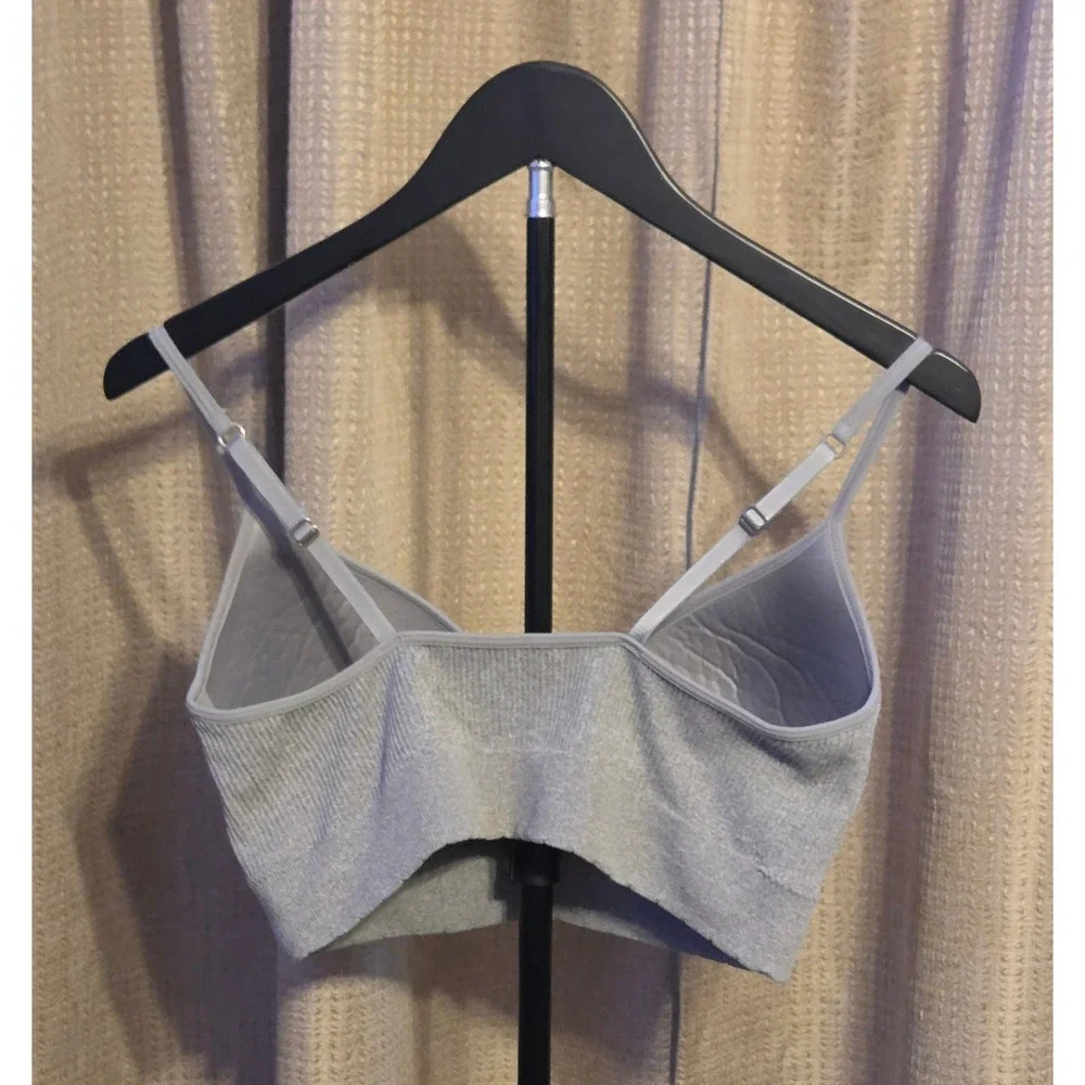 Lucky Brand Ribbed Light‎ Lift Wirefree Bra Womens Size XL Gray